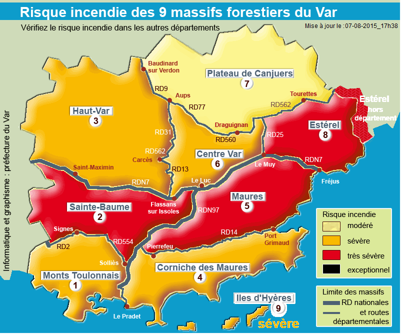 Massifs du Var risque incendie 7 août
