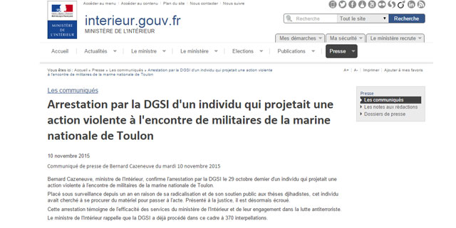 Ministre Intérieur arrestation DGSI