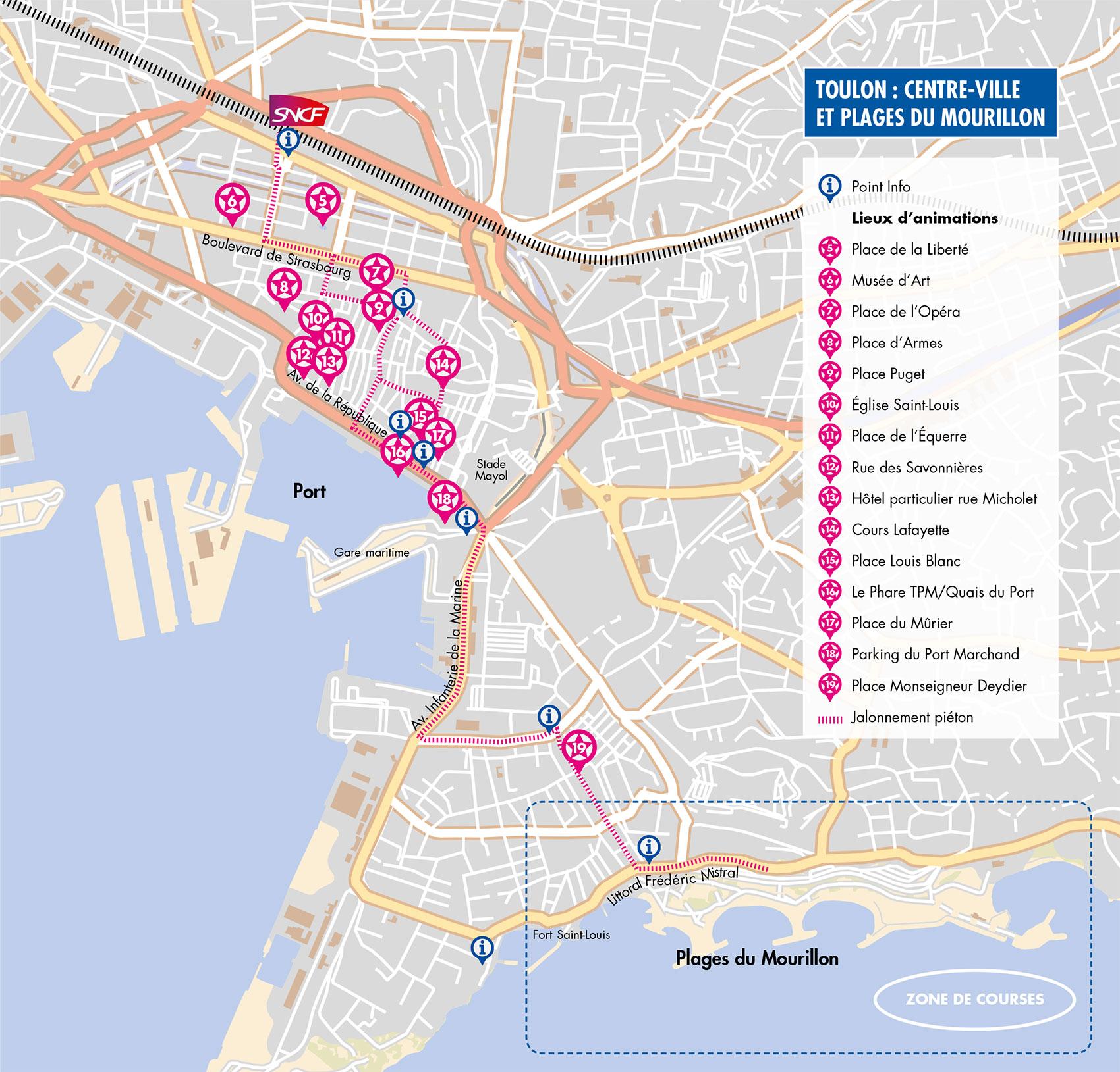 Plan de la ville de Toulon animations America's Cup